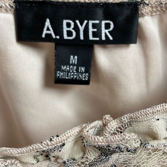 A.Byer Ladies Ruched Lace Ruffled Short Sleeves Top Blouse SZ Med Y2K - Picture 5 of 7